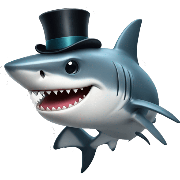 Shark with a top hat emoji