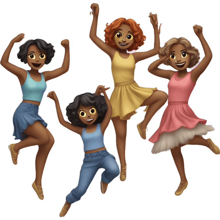 5 girls cats dancing emoji