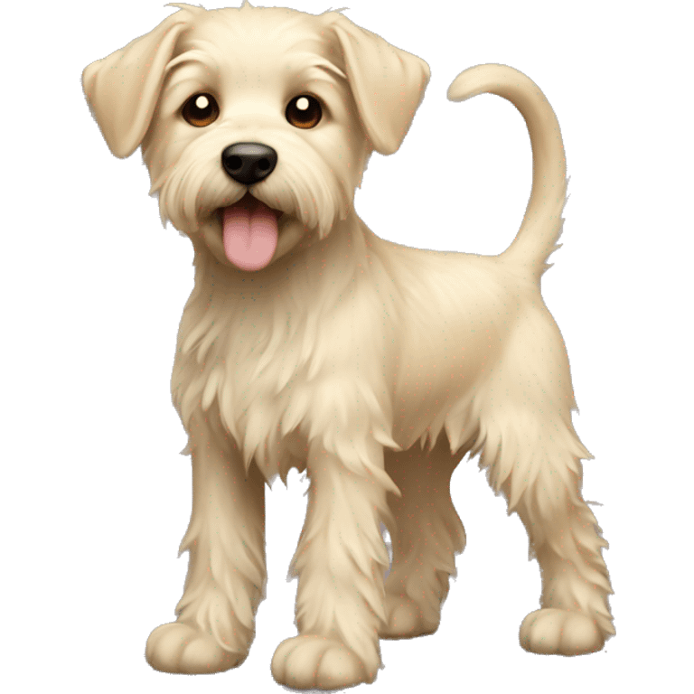 Light blonde terrier puppy with shaggy fur full body emoji