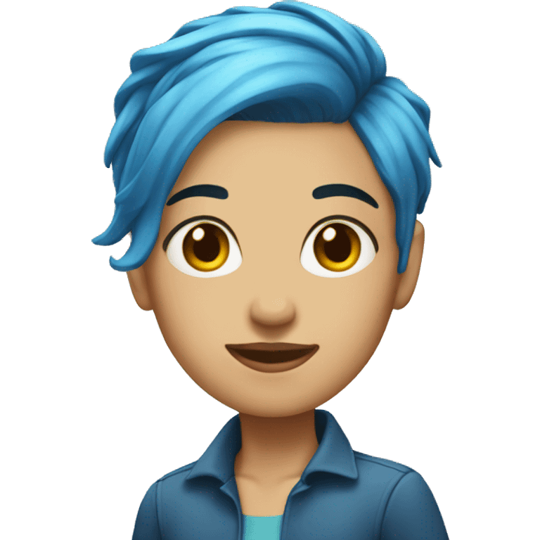 Blue hair side part women  emoji