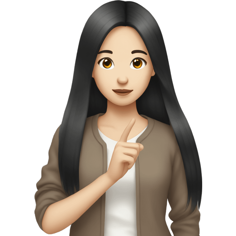 girl Asian long hair black peace sign emoji