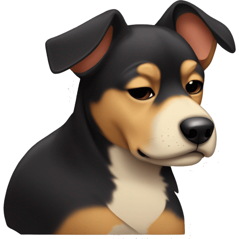 black and tan dog with pointy ears sleeping emoji