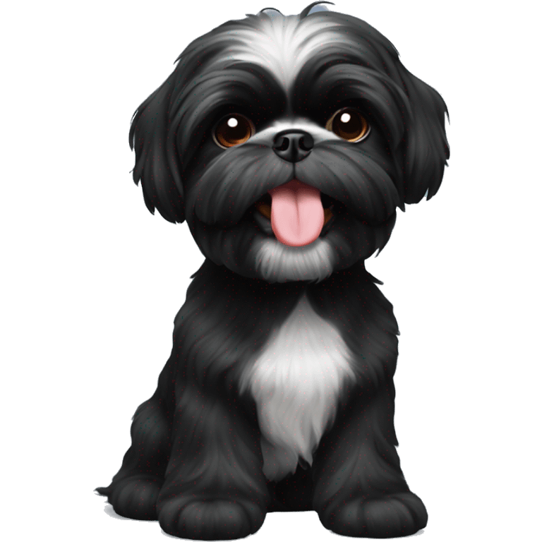 Black shih tzu with tongue out  emoji