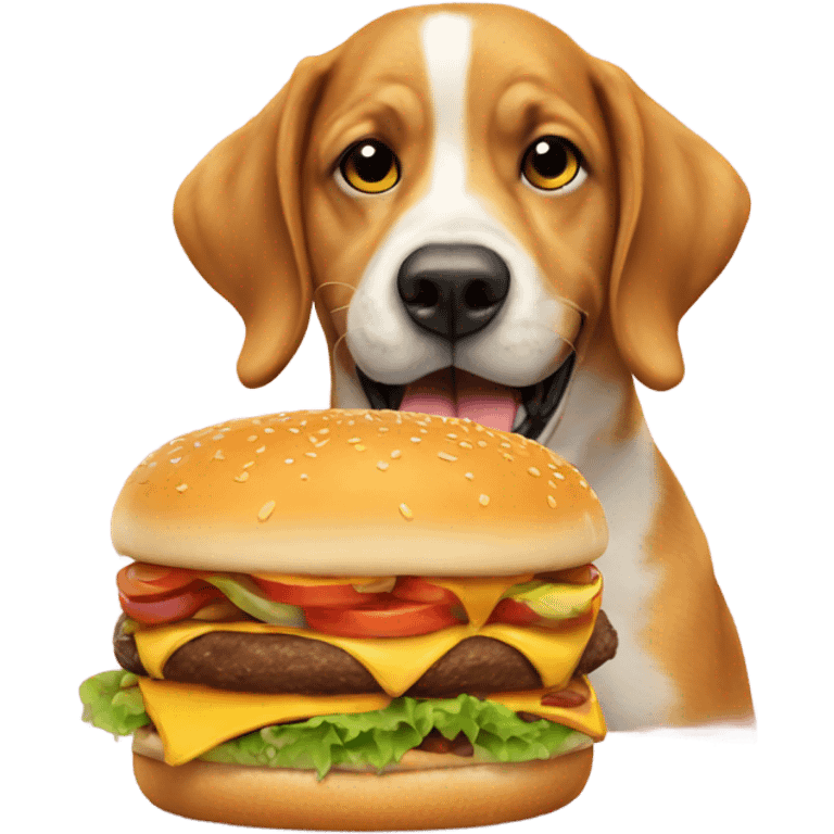 doggy eating a cheeseburger emoji