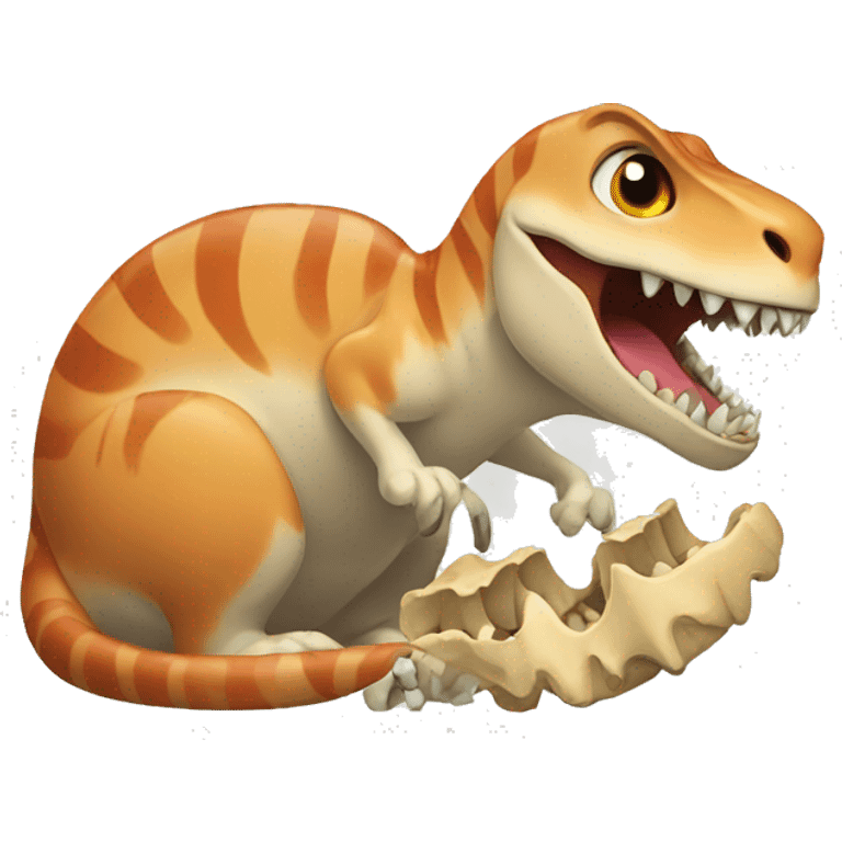 Cat eating dinosaur bones emoji