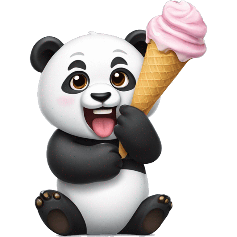 Panda eating ice cream emoji