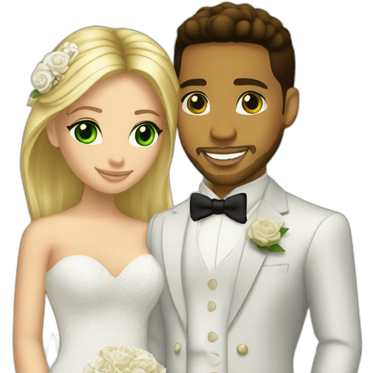 Romeo santos and blond girl green eyes wedding emoji