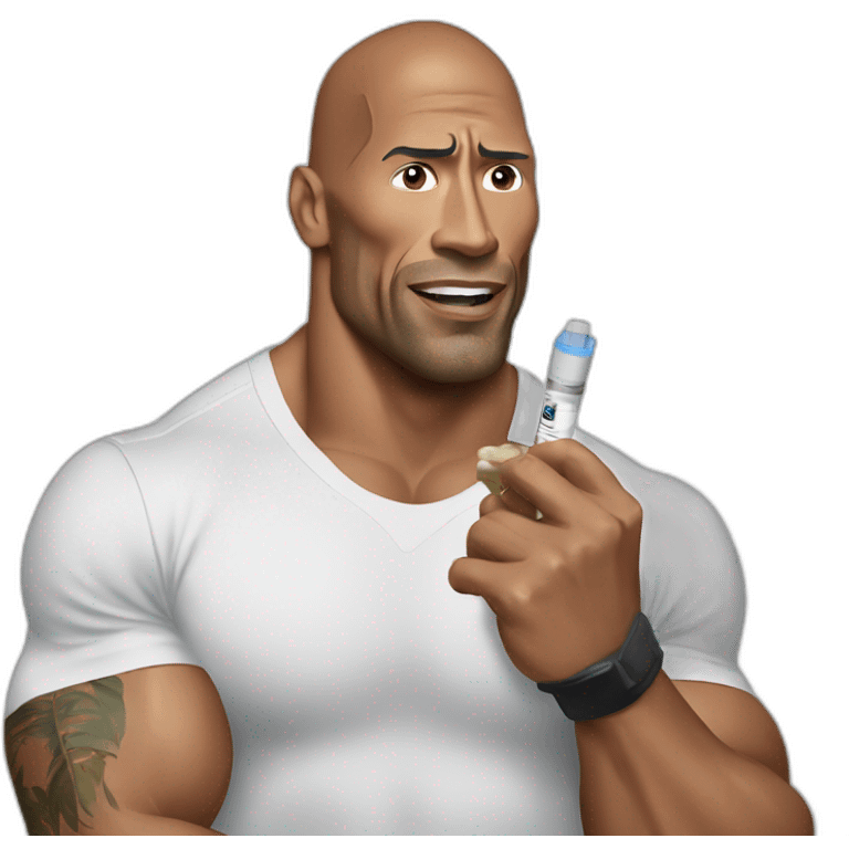 Dwayne Johnson with syringe emoji