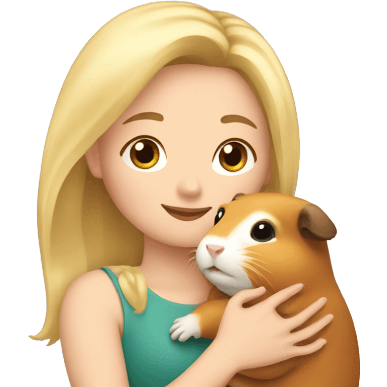 Blonde Woman hugging a guineapig emoji