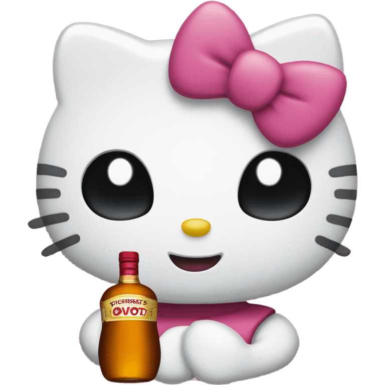 Hello kitty crying tears holding Hennessy bottle😭  emoji