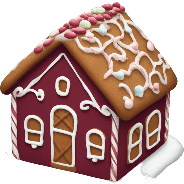 Burgundy gingerbread house emoji