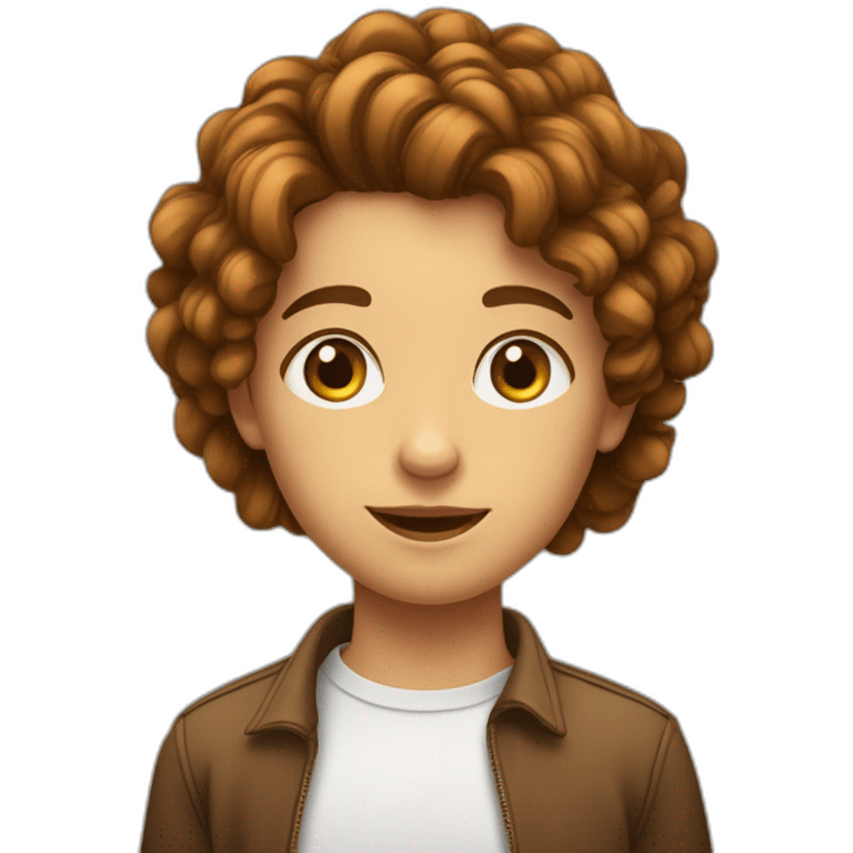 Une adolescente avec les yeux marrons clairs, les cheveux châtains et les cheveux frisés emoji