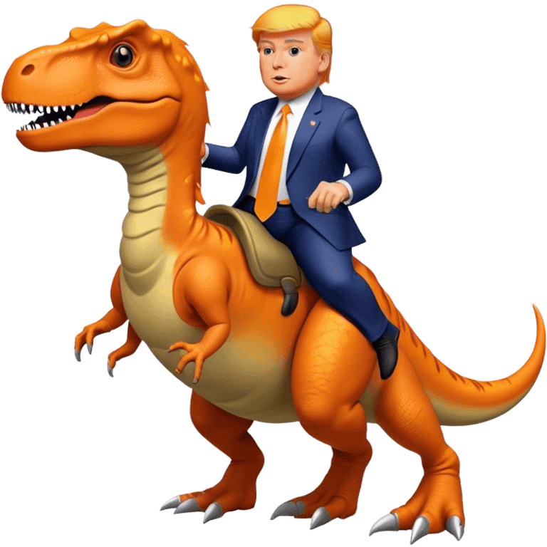 Donald Trump riding t-rex emoji