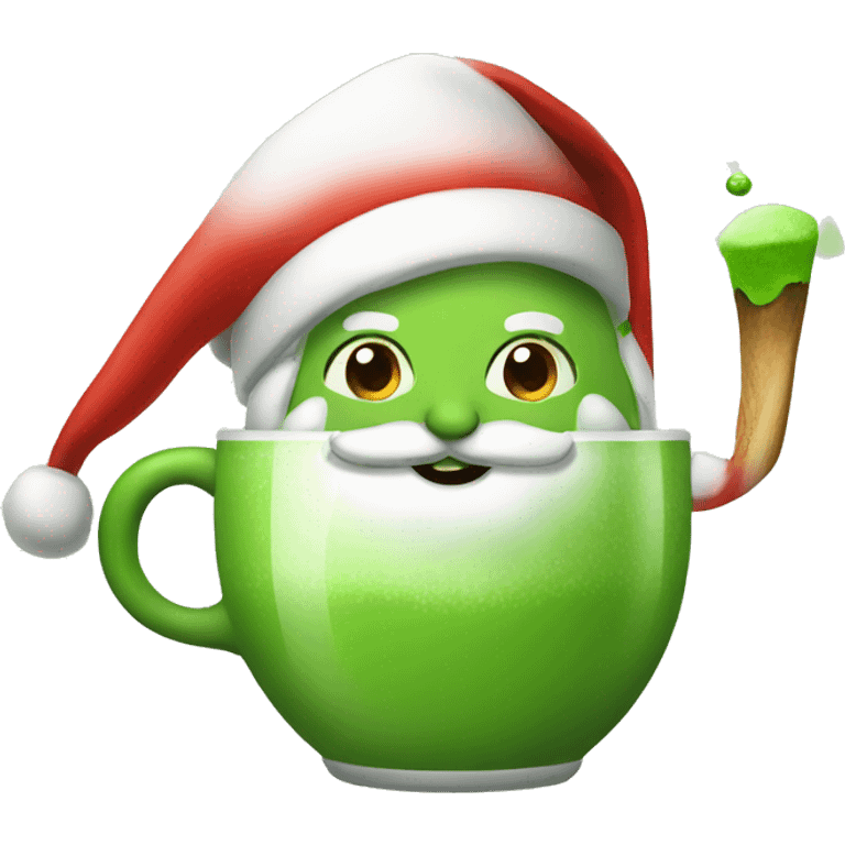 Santa drinking matcha  emoji