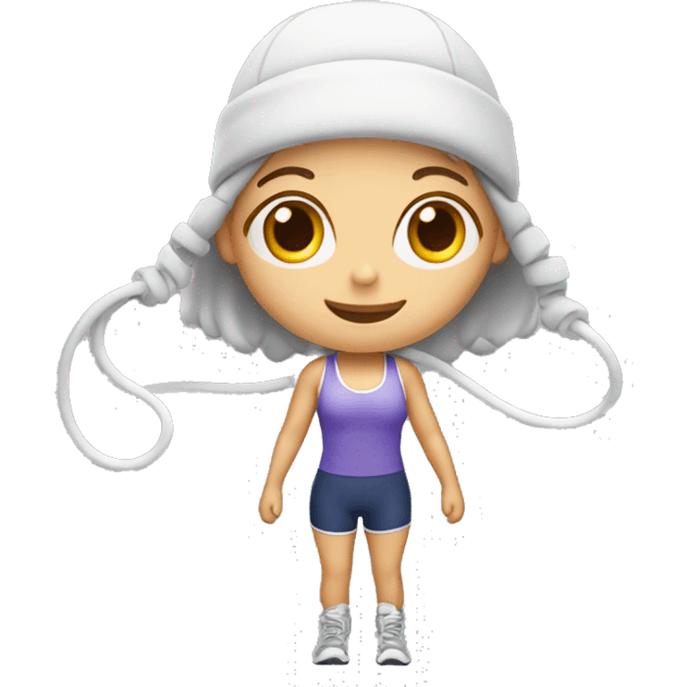 white gym girl with a skipping rope over her head emoji