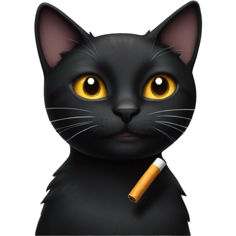 Black cat with cigarette emoji