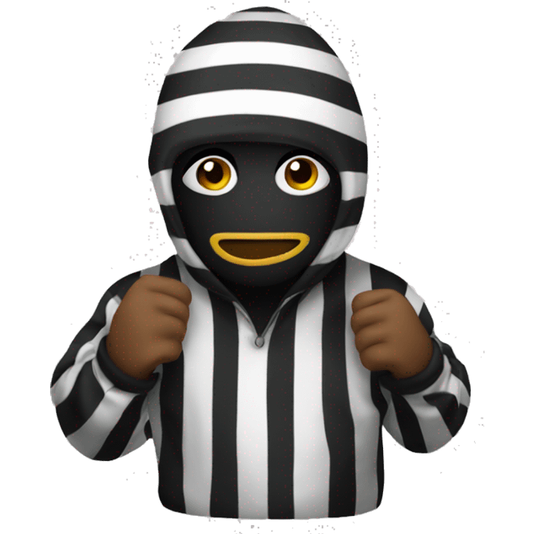 robber emoji with striped jumper emoji