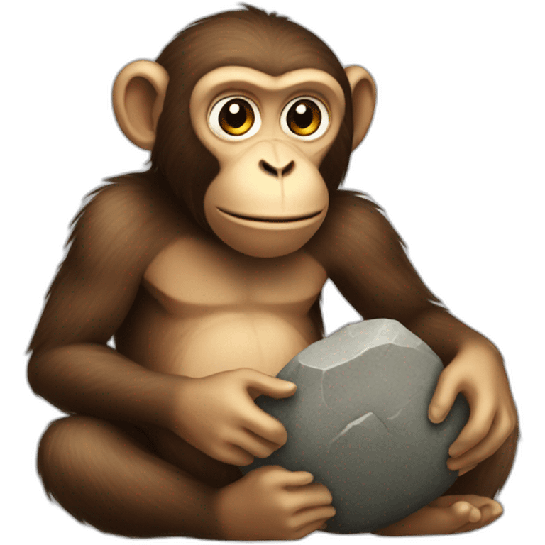 Monkey with a stone in hand emoji