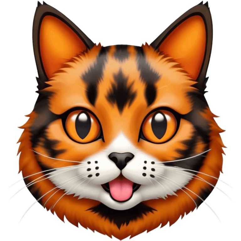 Tortoiseshell cat sticking its tongue out  emoji