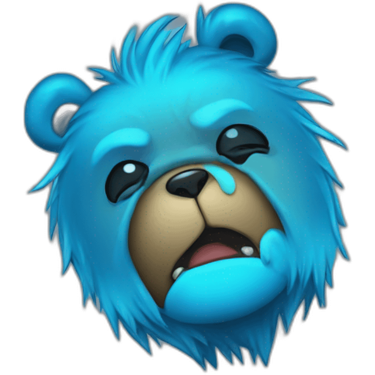 little blue neon punk bear crying emoji