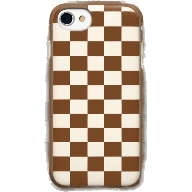 iPhone with brown and white checkered case emoji