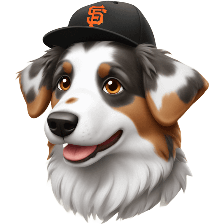 Australian shepherd in sf giants hat emoji