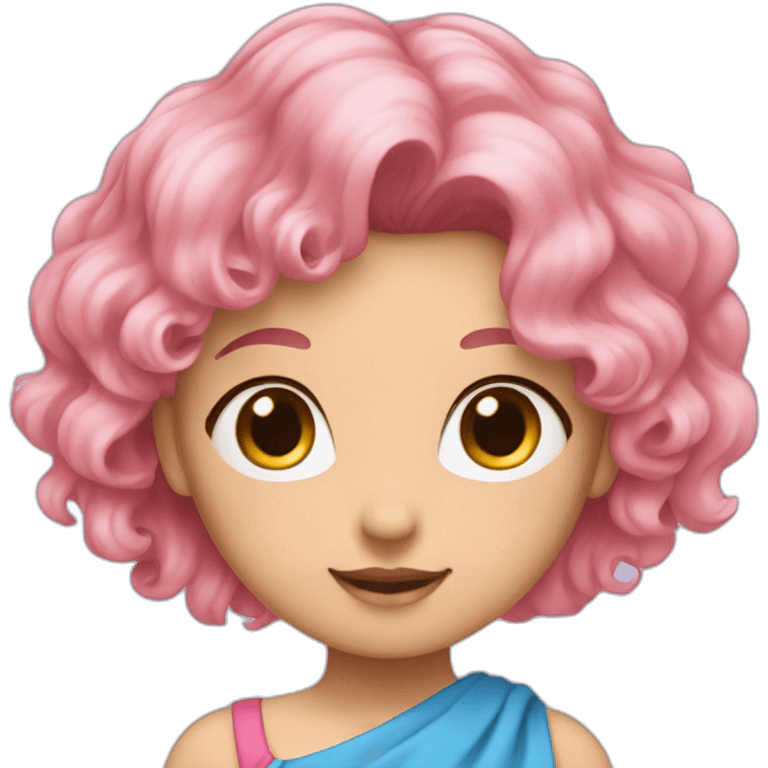 Fille cheveux bleu marrine et rose emoji