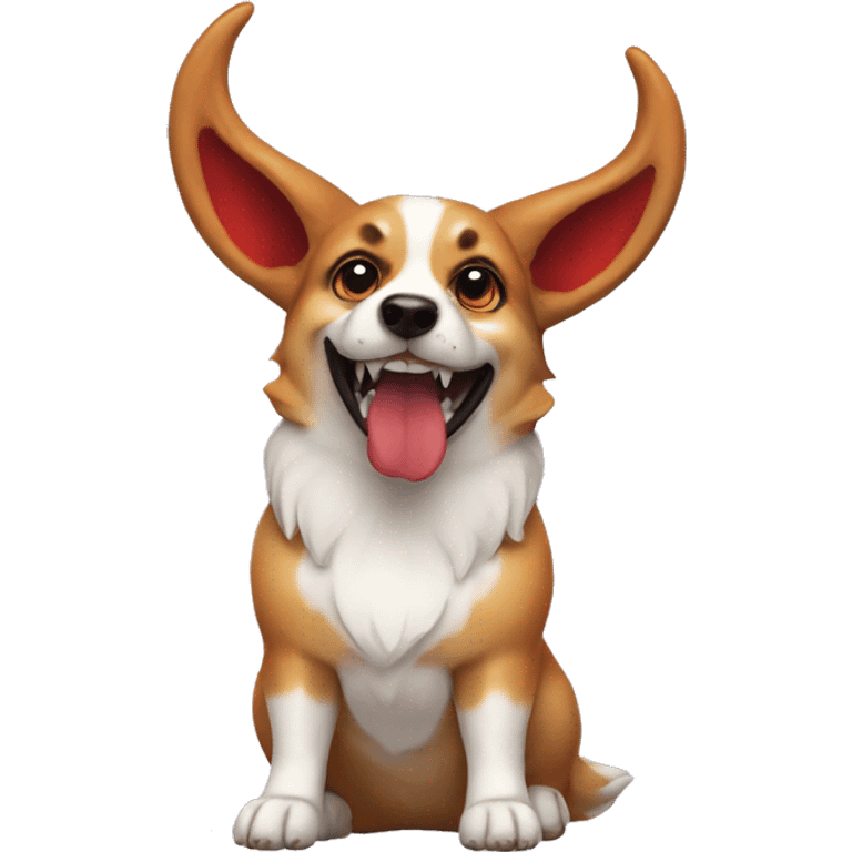 Demon corgi with devil horns emoji