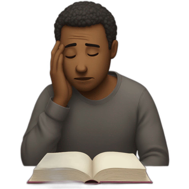 man is sad reading a book emoji