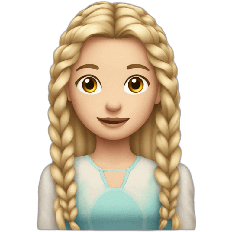 Young girl with long blond hair in a braide emoji