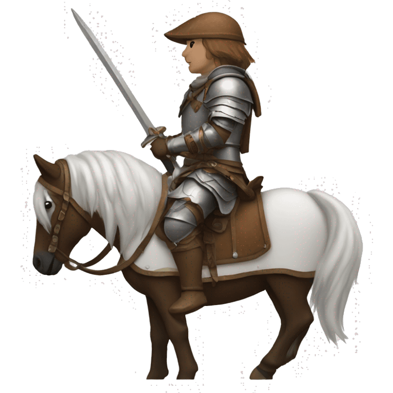 a white avar nomadic soldier on a horse from the side with leather armor on emoji