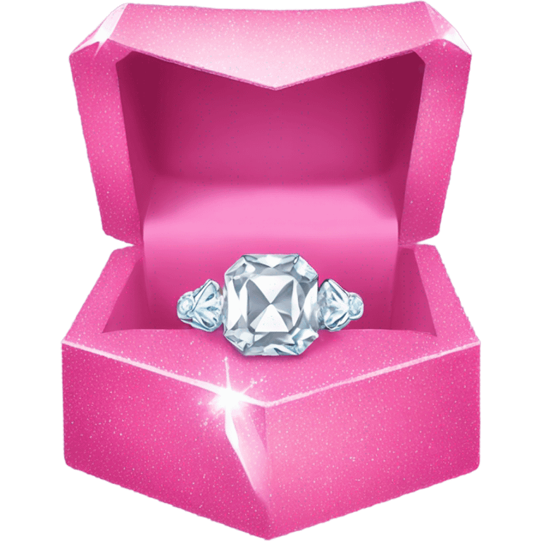 Diamond ring in a pink box with glitter  emoji