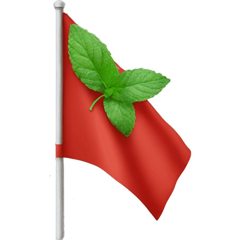 mint leaf on a red flag emoji