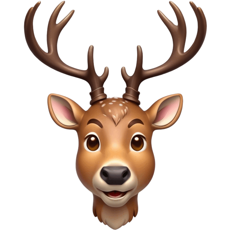 Cinematic Comical Deer Portrait Emoji, Head tilted dramatically with an exaggeratedly amused expression, featuring a sleek dappled coat and whimsically contorted antlers, wide, expressive eyes filled with playful disbelief, Simplified yet hilariously expressive features, highly detailed, glowing with a slightly sassy glow, high shine, dramatic yet playful, stylized with an air of cheeky woodland mischief, bright and endearing, soft glowing outline, capturing the essence of a spirited and over-the-top deer, so meme-worthy it feels like it could side-eye its way into forest folklore instantly! emoji