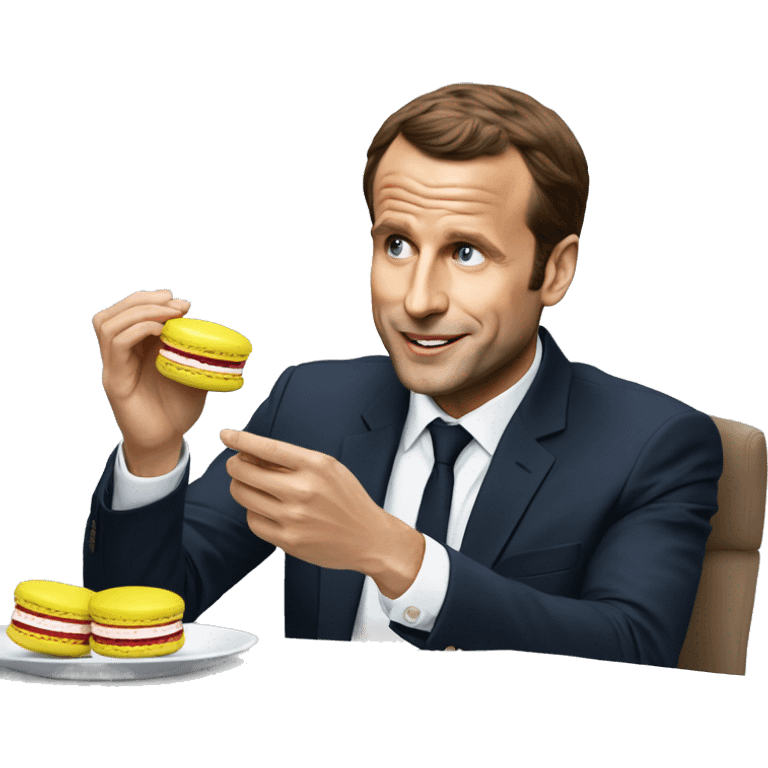 Macron qui mange un macaron emoji