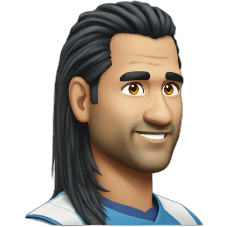 Ms dhoni long hair emoji