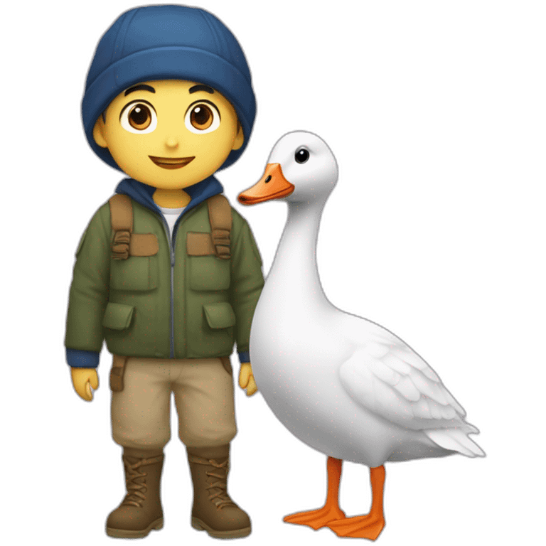 A goose and a boy emoji