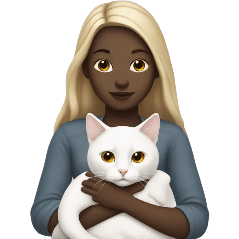 white girl holding a white cat emoji