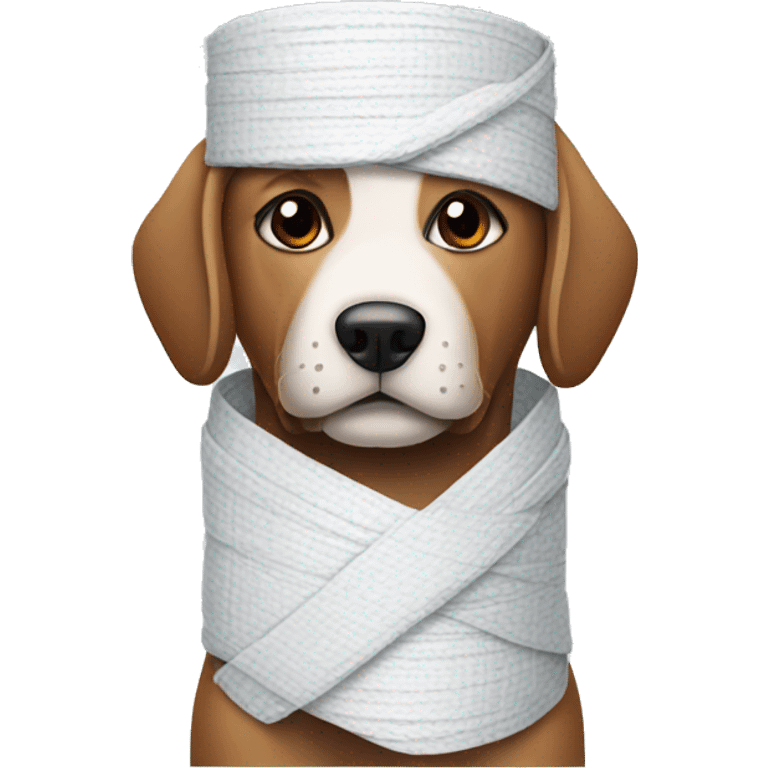 Dog wrapped bandages in arms emoji