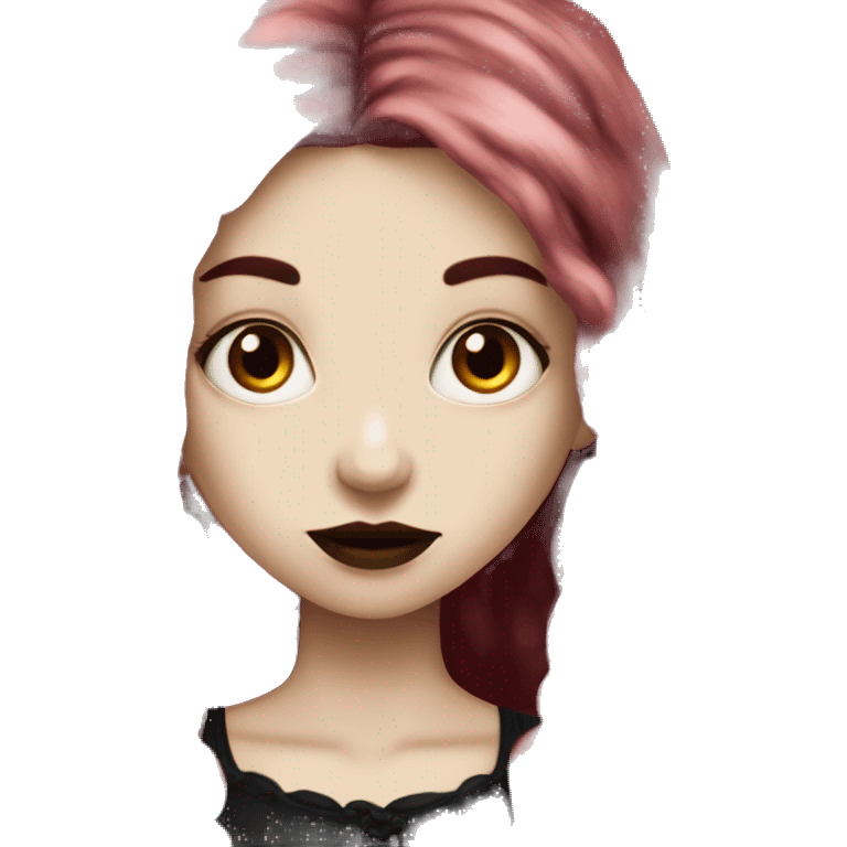 long dark red hair girl goth emoji