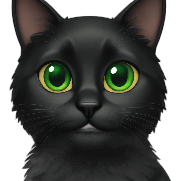 black cat with green eyes emoji