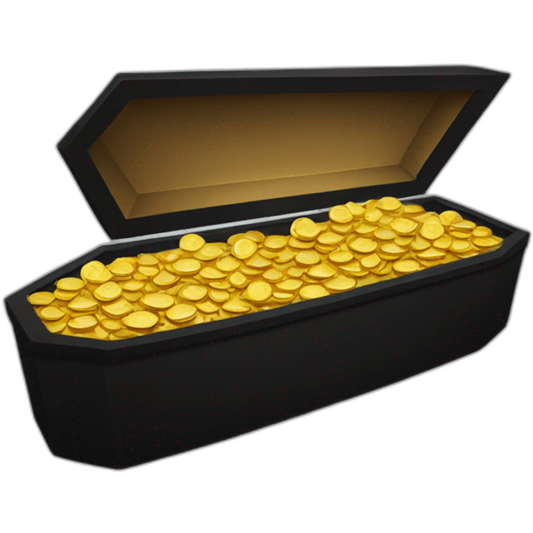 black coffin filled with gold coins emoji