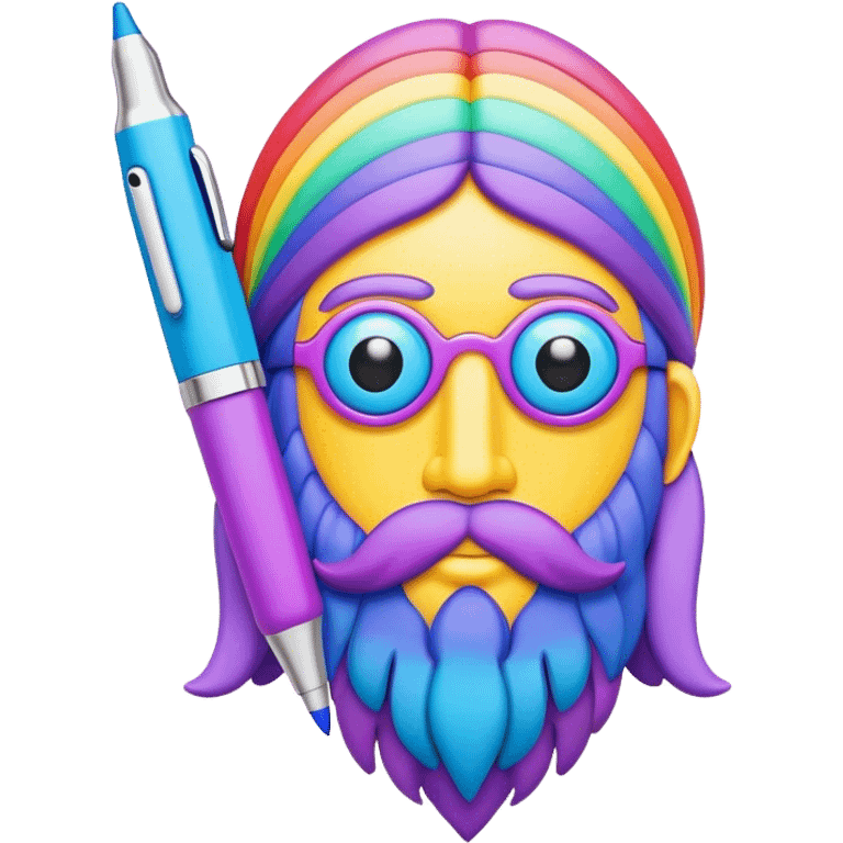 3D, psychedelic colored pen, hippie style emoji