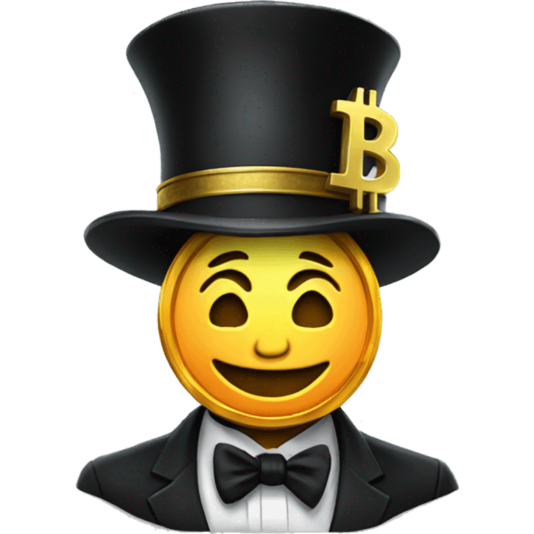 Bitcoin wit tophat emoji