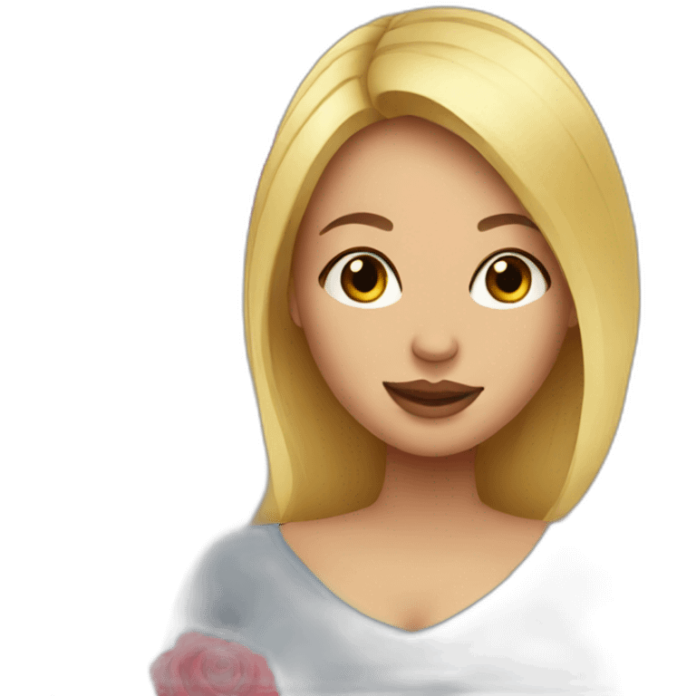 Blonde pregnant woman with roses  emoji