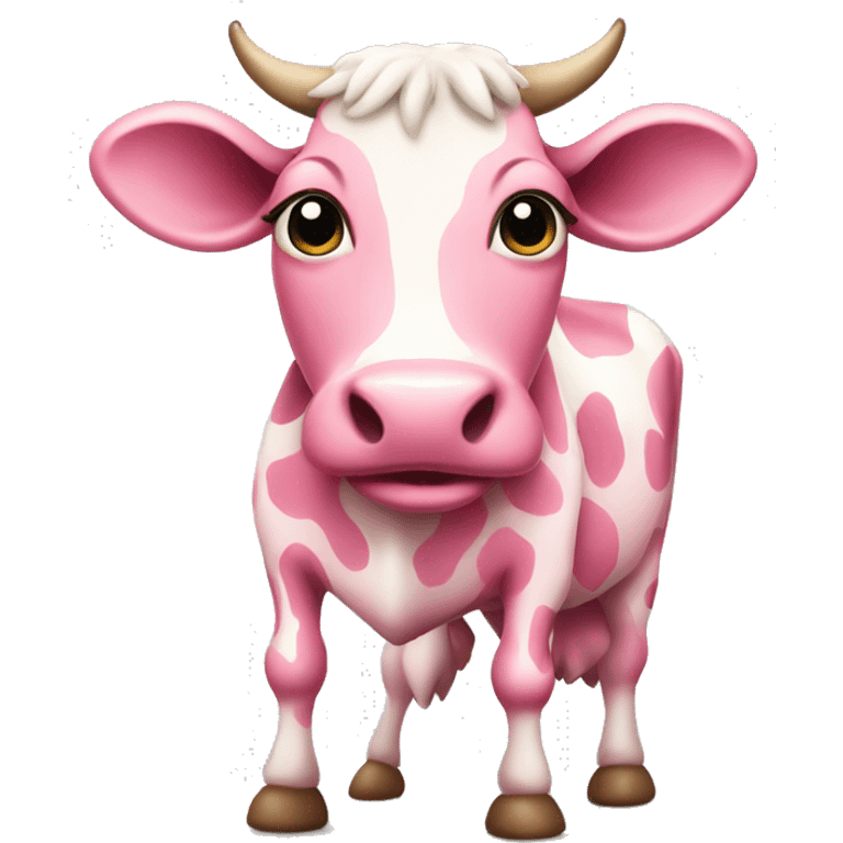 Pink spotted cow full body emoji