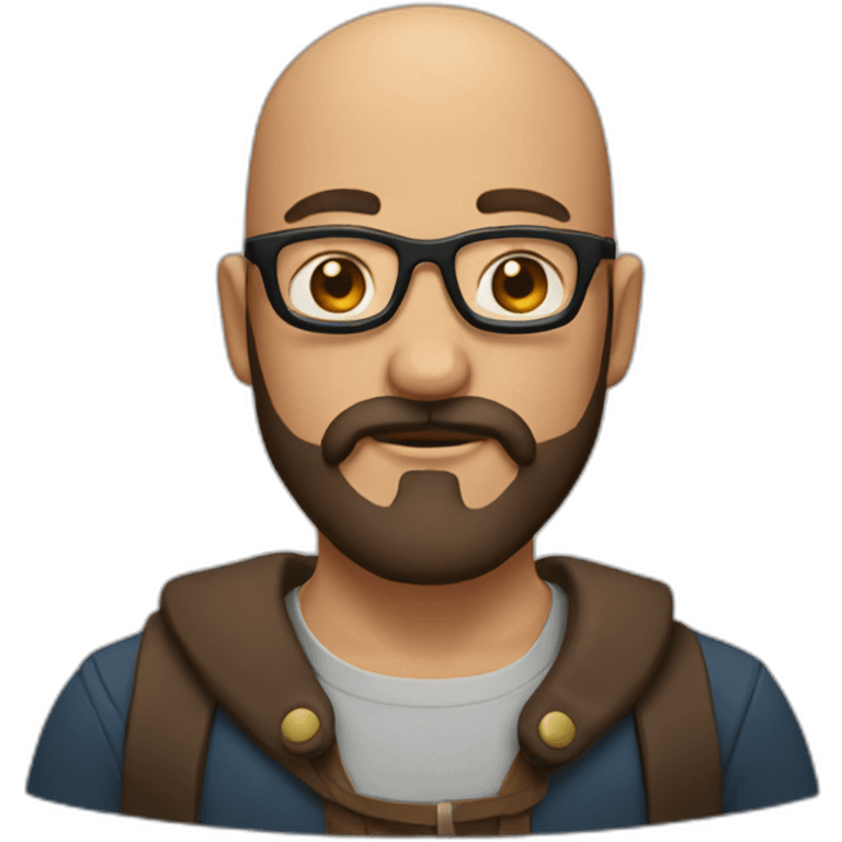 Man with brown viking beard and moustache with glasses and bald spot emoji