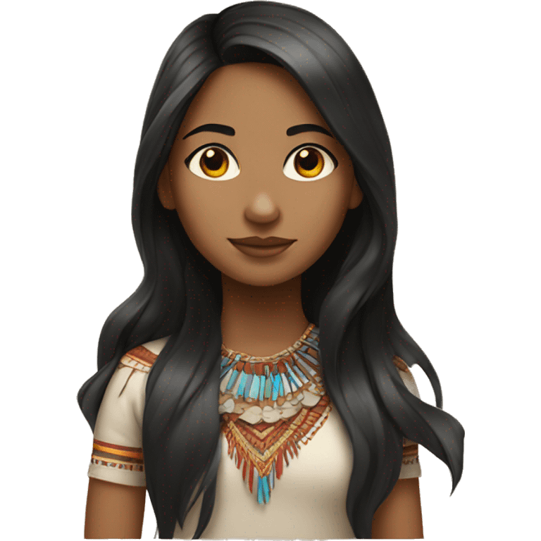 girl dark hair with streaks of color and America indian heritage emoji