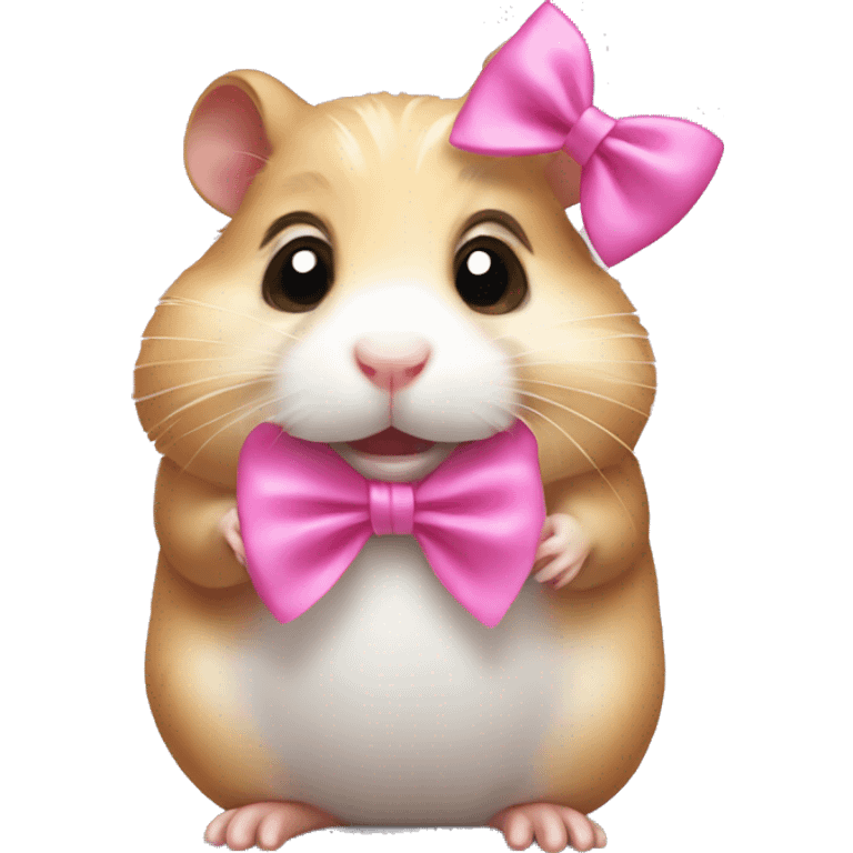 Crying hamster with a pink bow on his head  emoji