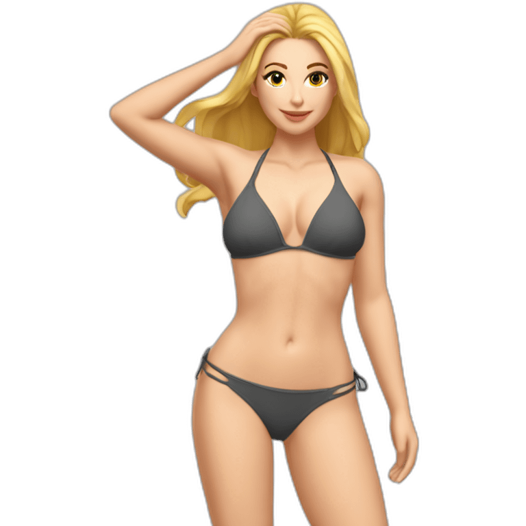 Sexy pose Soft-fit Caucasian woman bikini (hands-in-hair pose) (full body) emoji